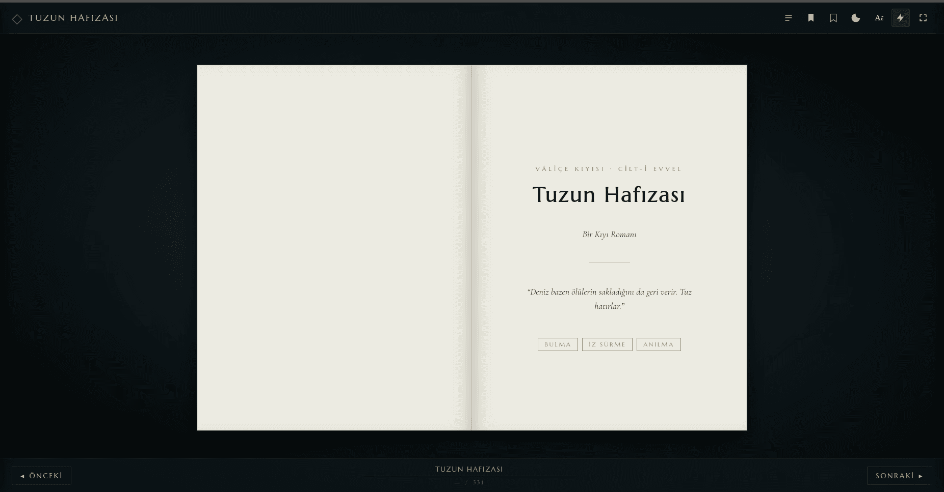 Tuzun Hafızası — cover spread